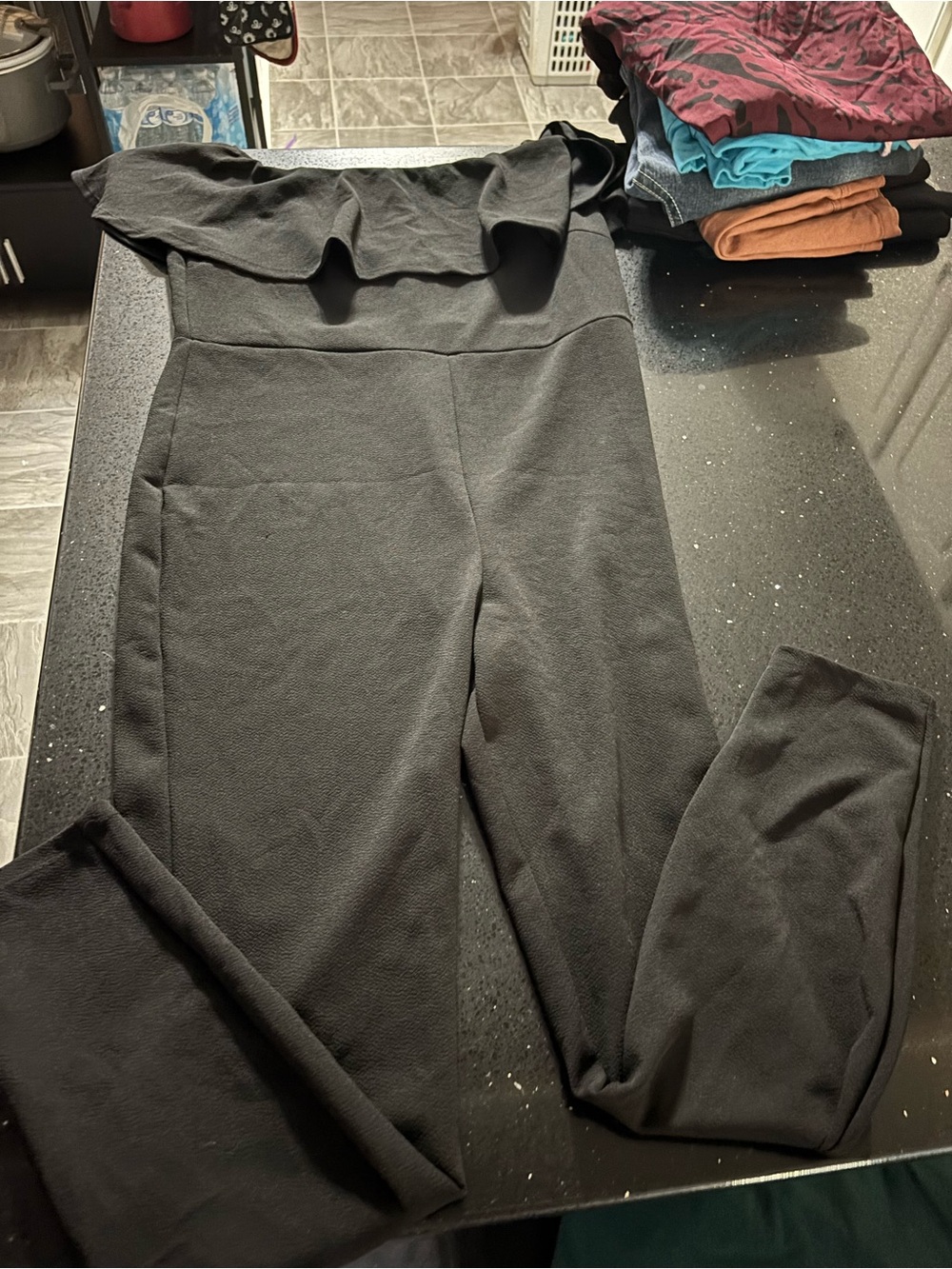 Forever 21 Black Off-Shoulder Ruffle Jumpsuit